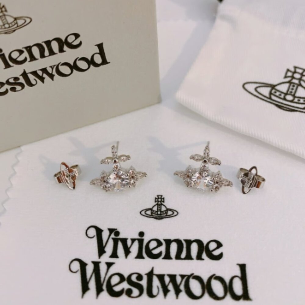 Vivienne Westwood Saturn Orb Studs Earrings - Silver